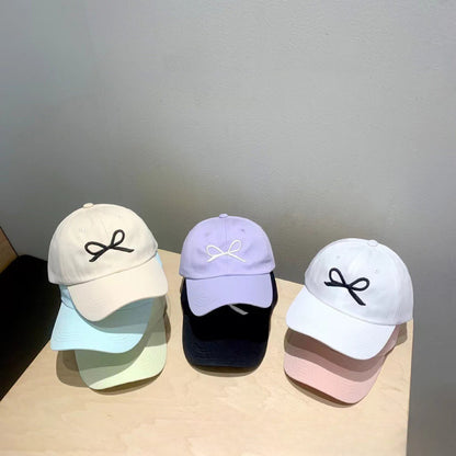 Girls Sweet Embroidered Bow Cap