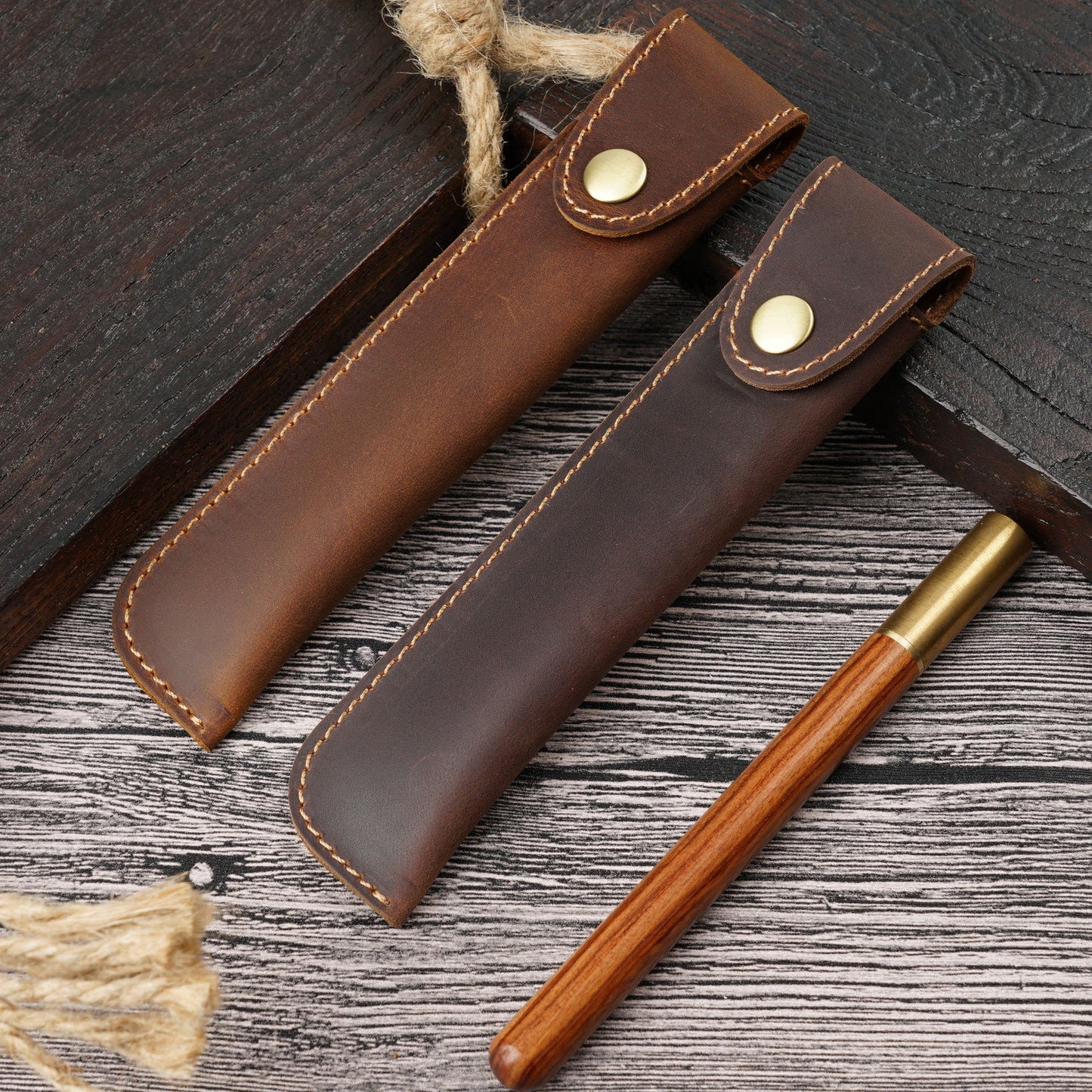 Vintage Handmade Top Layer Cowhide Creative Pencil Case