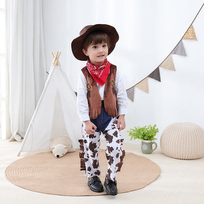 Cotton Kids Western Denim 4 Piece Set with Hat
