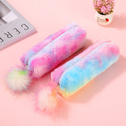 Rainbow Color Plush Pencil Case
