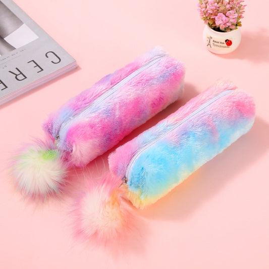 Rainbow Color Plush Pencil Case