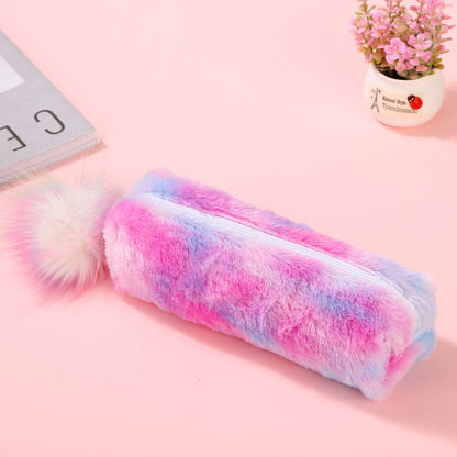Rainbow Color Plush Pencil Case