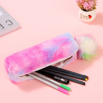 Rainbow Color Plush Pencil Case
