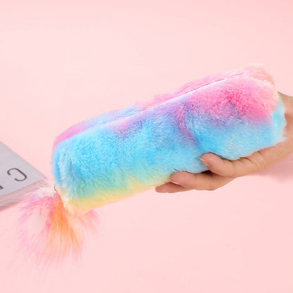 Rainbow Color Plush Pencil Case