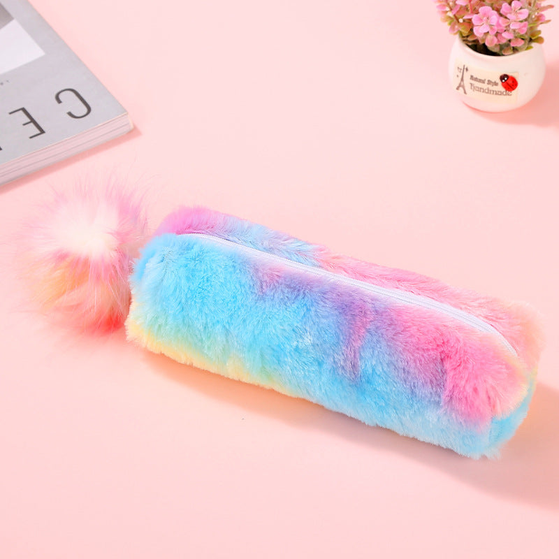 Rainbow Color Plush Pencil Case