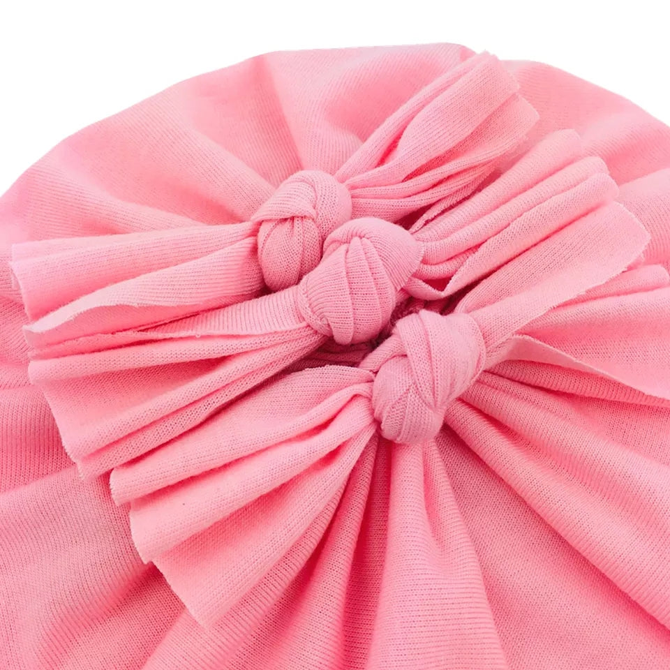 Trio Ruffle Bow Turban / Caps