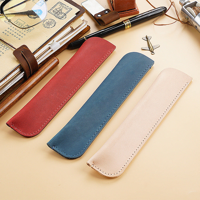 Retro Handmade Cowhide Creative Steel Pen Jacket Bag