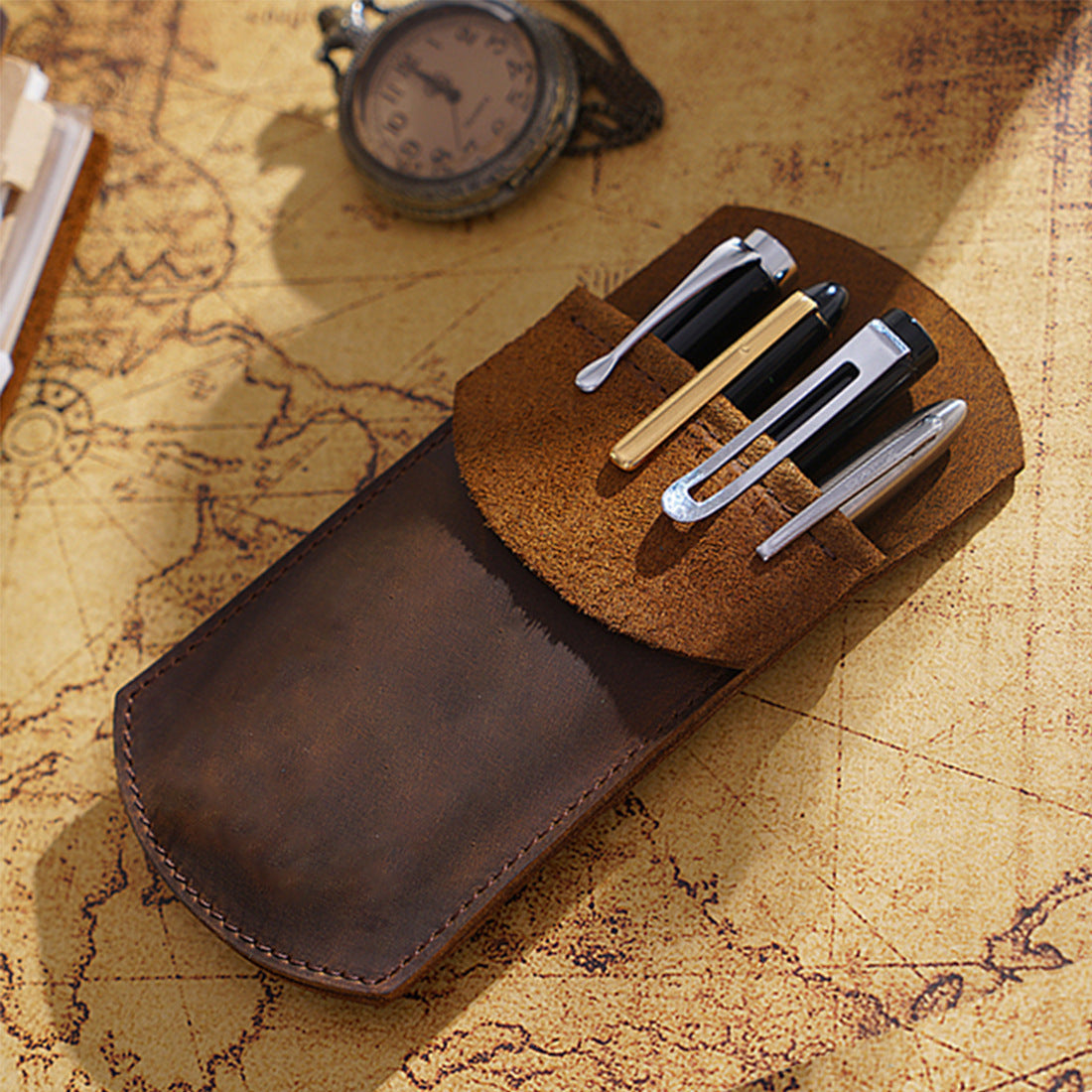 Genuine Vintage Handmade Cowhide Pencil Case