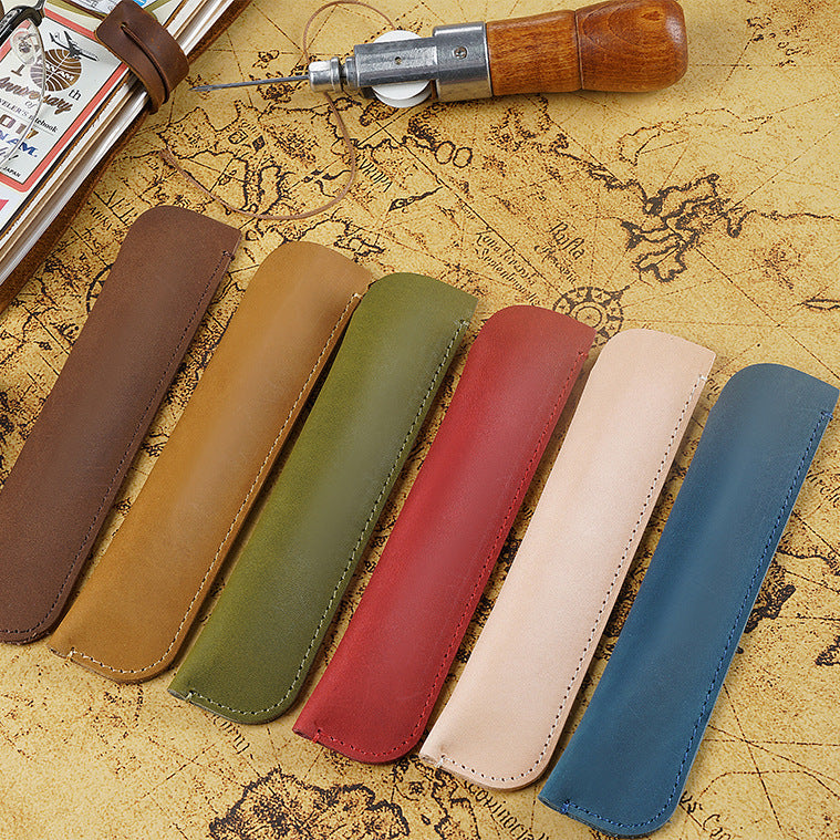 Retro Handmade Cowhide Creative Steel Pen Jacket Bag