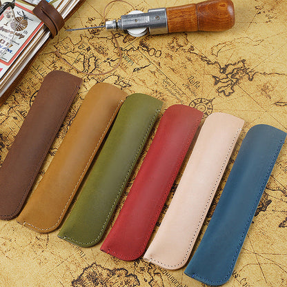 Retro Handmade Cowhide Creative Steel Pen Jacket Bag