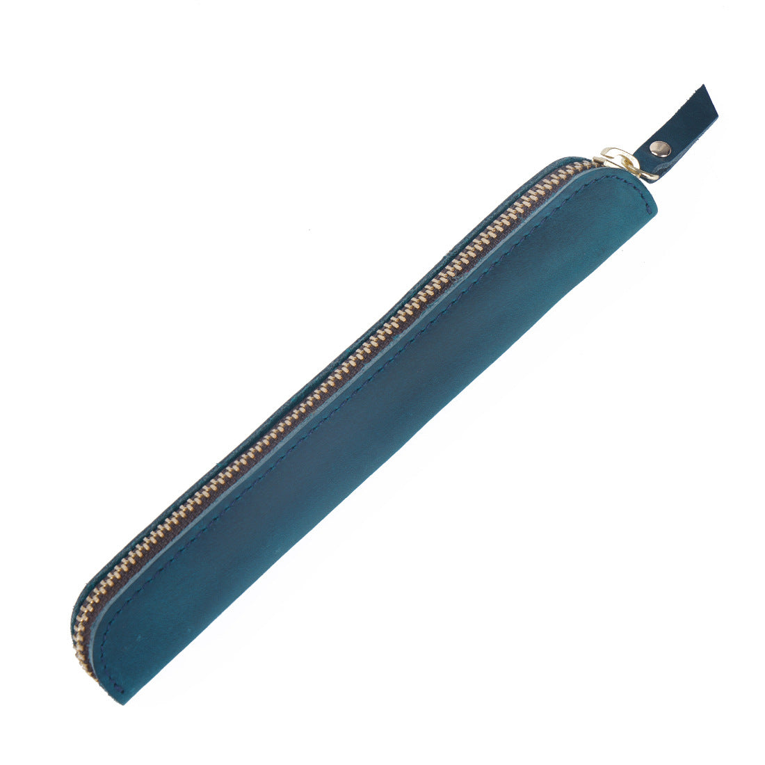 Retro Simple Cowhide Zipper Mini Pencil Case