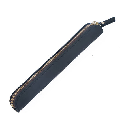 Retro Simple Cowhide Zipper Mini Pencil Case