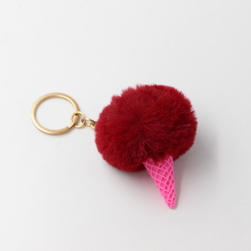 Resin Ice Cream Fur Ball Keychain
