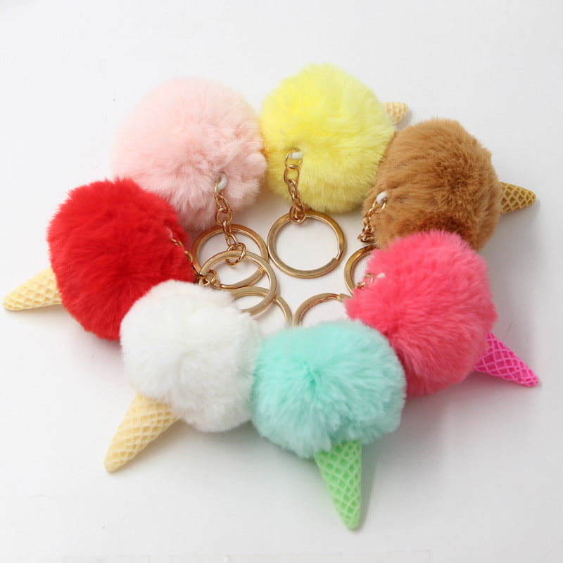 Resin Ice Cream Fur Ball Keychain
