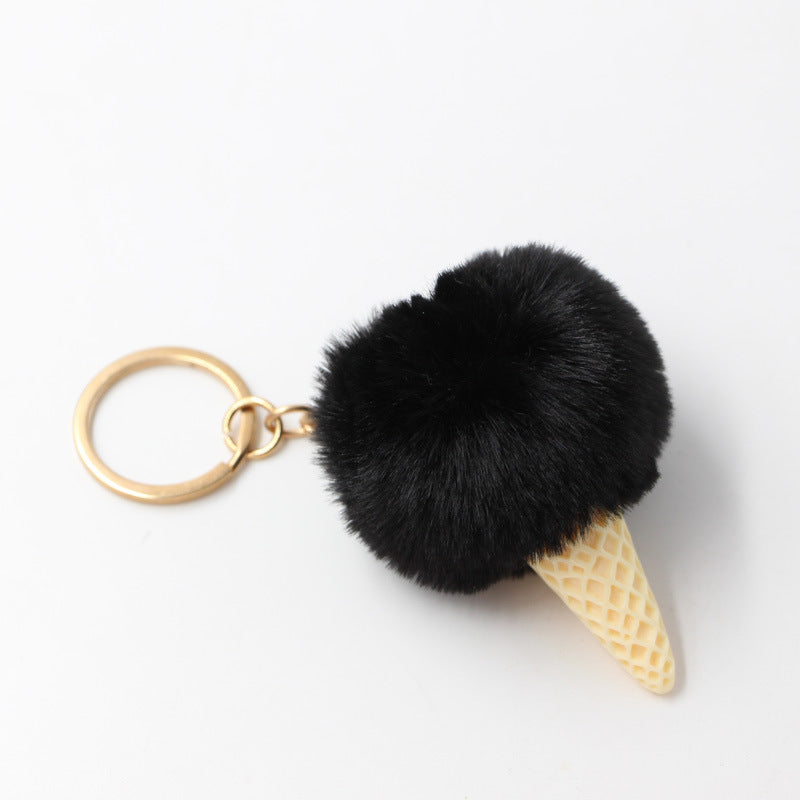 Resin Ice Cream Fur Ball Keychain