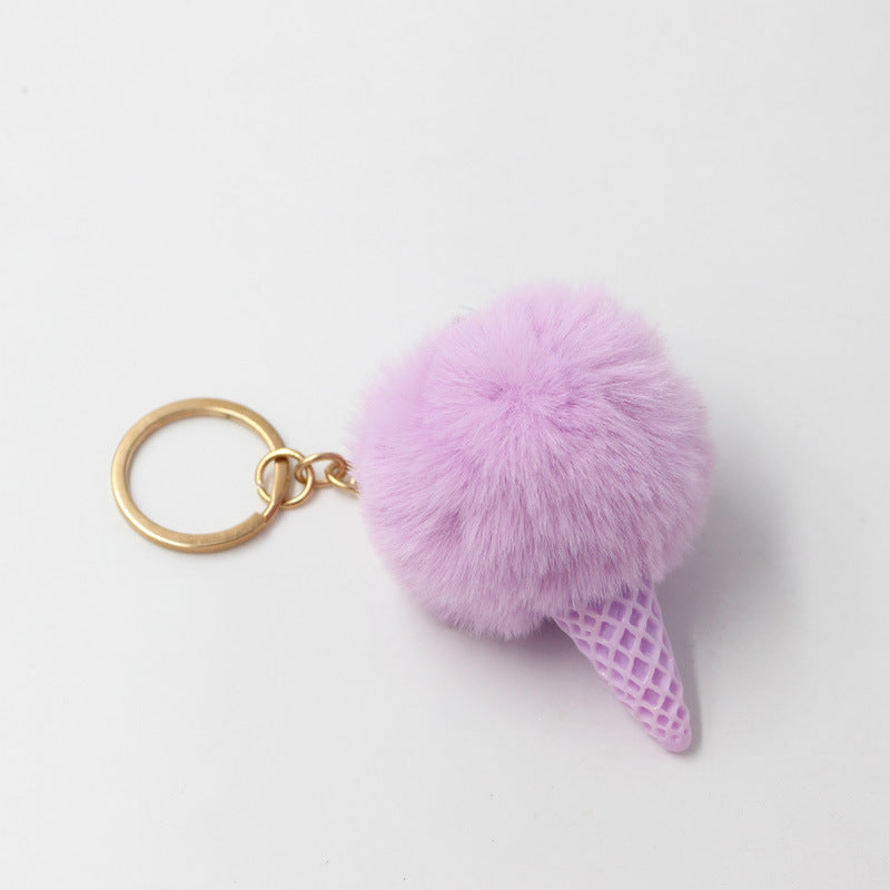 Resin Ice Cream Fur Ball Keychain