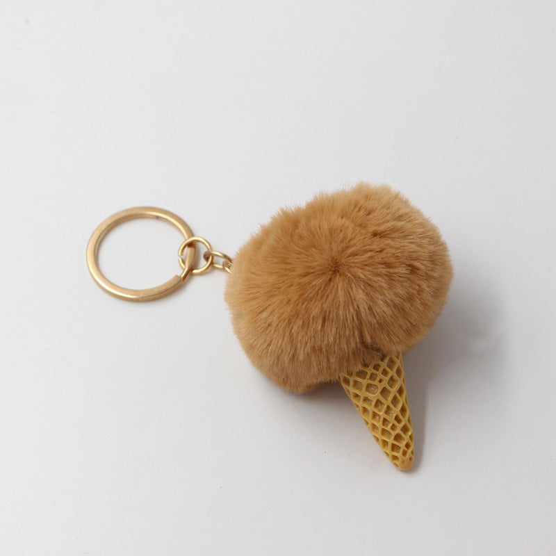 Resin Ice Cream Fur Ball Keychain