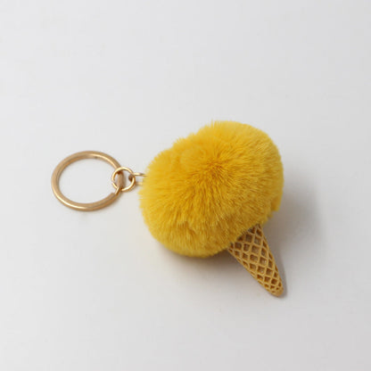 Resin Ice Cream Fur Ball Keychain