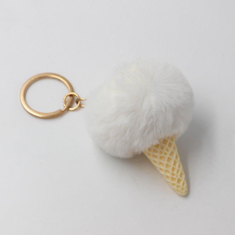 Resin Ice Cream Fur Ball Keychain
