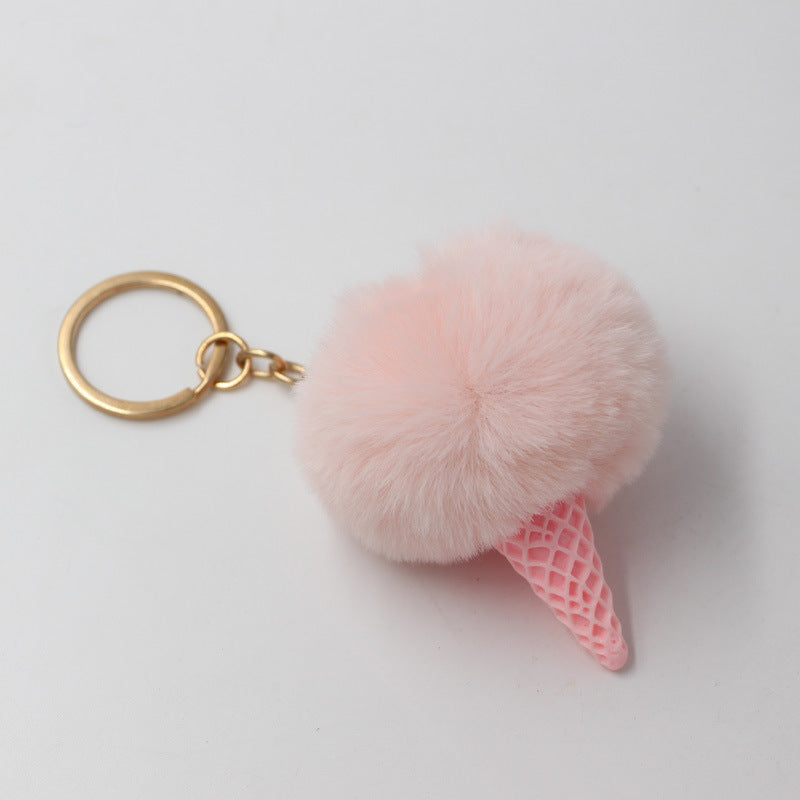 Resin Ice Cream Fur Ball Keychain