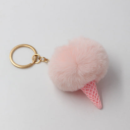 Resin Ice Cream Fur Ball Keychain