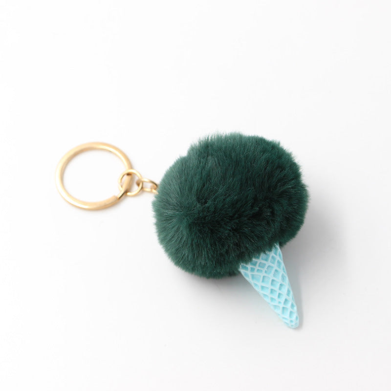 Resin Ice Cream Fur Ball Keychain