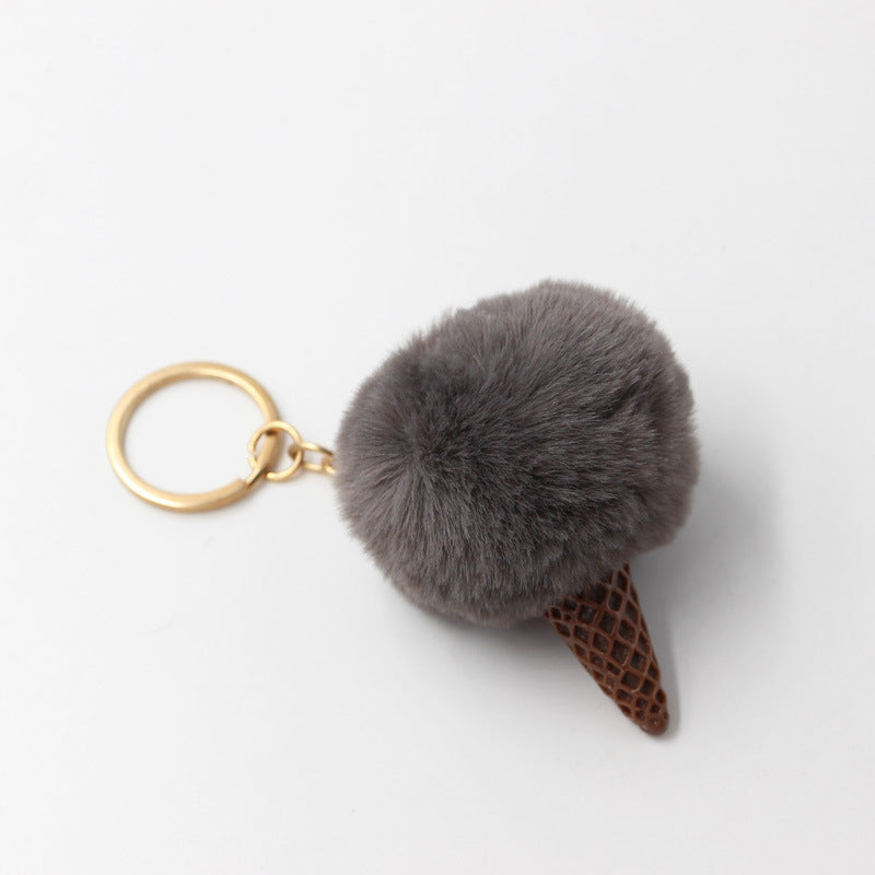 Resin Ice Cream Fur Ball Keychain