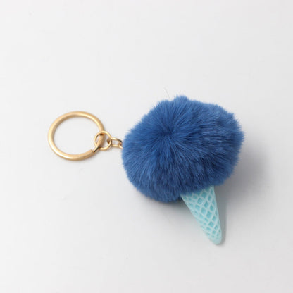 Resin Ice Cream Fur Ball Keychain