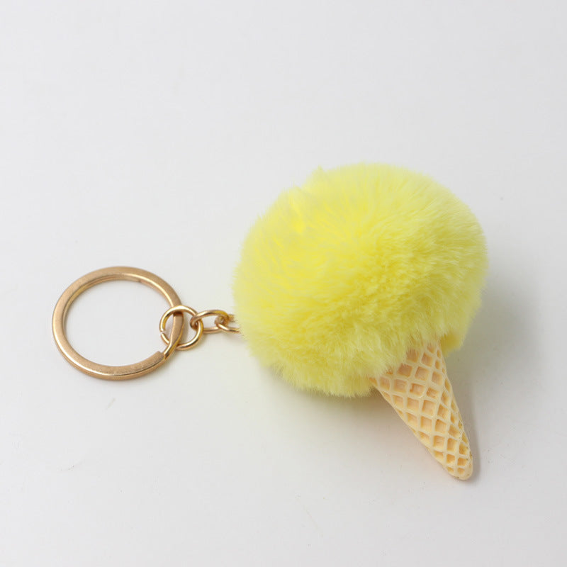 Resin Ice Cream Fur Ball Keychain