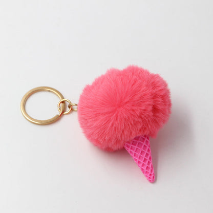 Resin Ice Cream Fur Ball Keychain