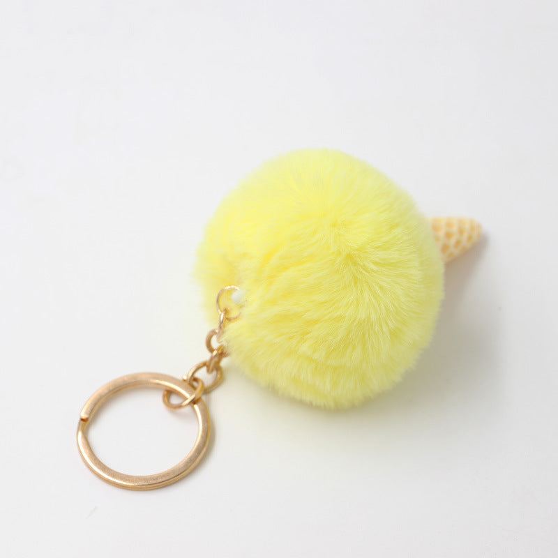Resin Ice Cream Fur Ball Keychain