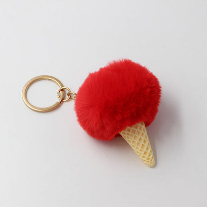 Resin Ice Cream Fur Ball Keychain