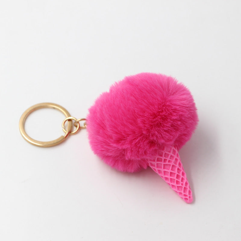 Resin Ice Cream Fur Ball Keychain