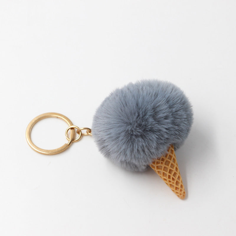 Resin Ice Cream Fur Ball Keychain