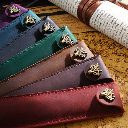 Vintage Handmade Top Layer Cowhide Pencil Case