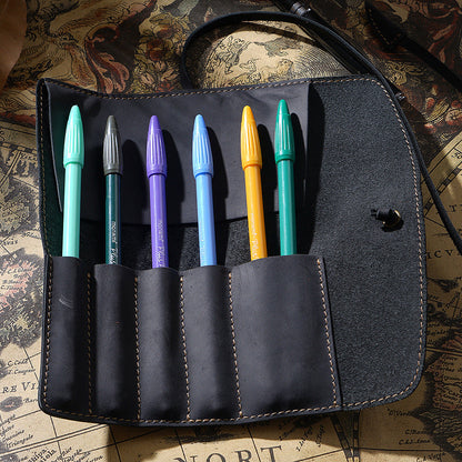 Vintage Cowhide Multifunctional Pencil Case