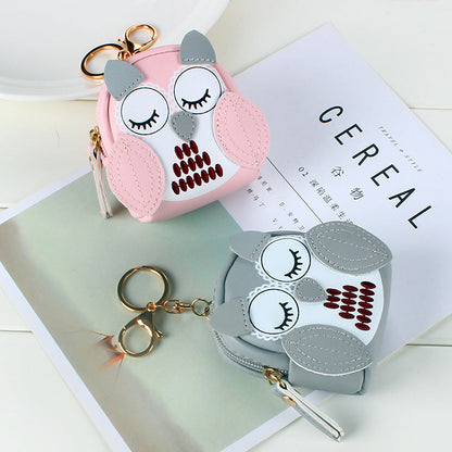 Cute Key Bag Owl Coin Purse Mini School Bag Car Keychain Wallet