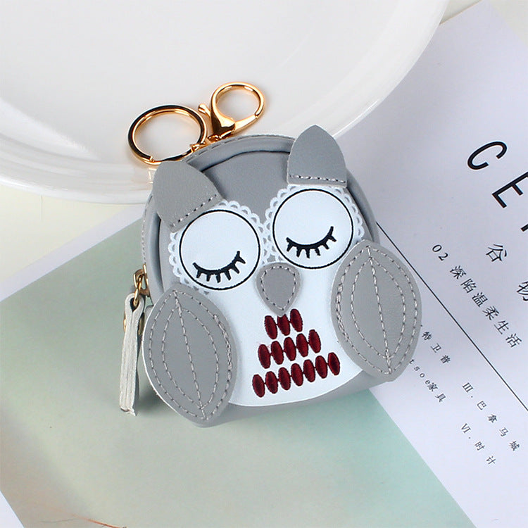 Cute Key Bag Owl Coin Purse Mini School Bag Car Keychain Wallet
