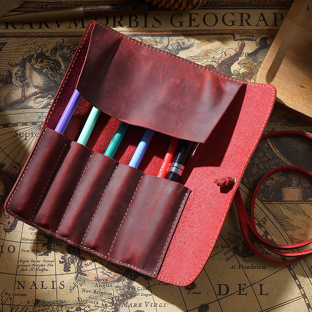 Vintage Cowhide Multifunctional Pencil Case