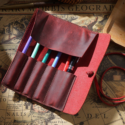 Vintage Cowhide Multifunctional Pencil Case