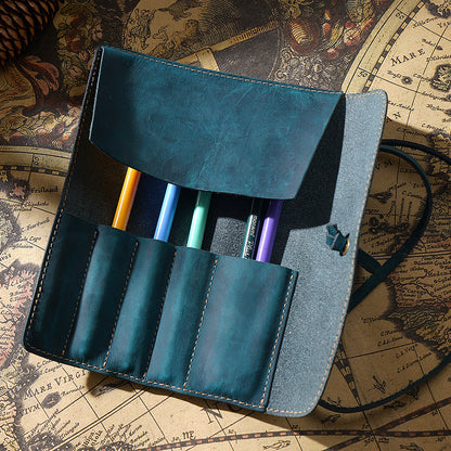 Vintage Cowhide Multifunctional Pencil Case