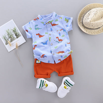 Wholesale Cotton Summer Children's Suit Short Sleeve Suit