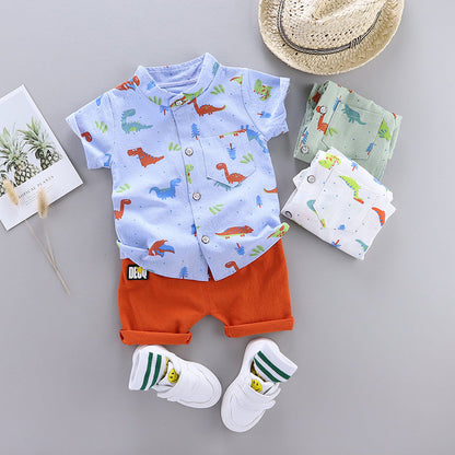 Wholesale Cotton Summer Children's Suit Short Sleeve Suit