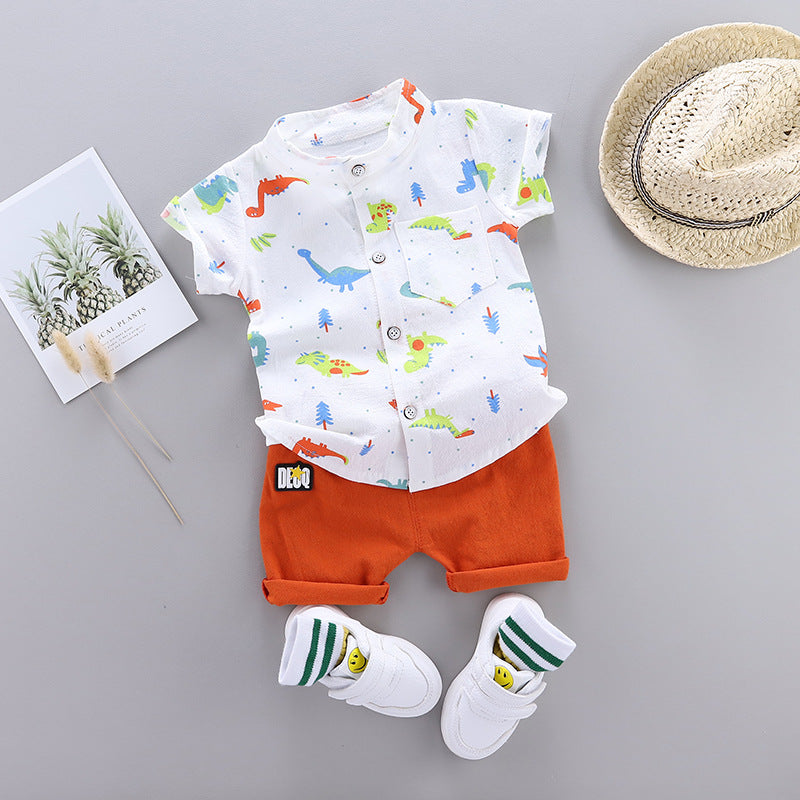 Wholesale Cotton Summer Children's Suit Short Sleeve Suit