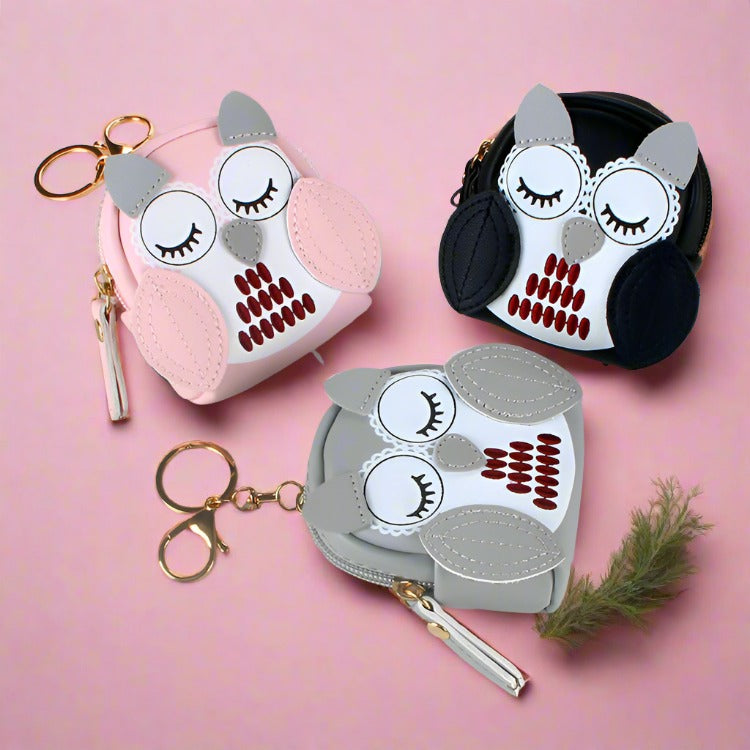 Cute Key Bag Owl Coin Purse Mini School Bag Car Keychain Wallet