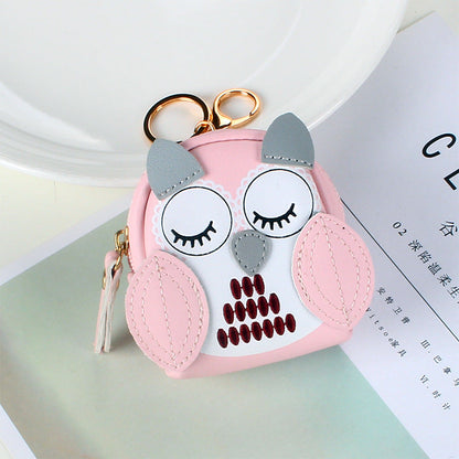 Cute Key Bag Owl Coin Purse Mini School Bag Car Keychain Wallet