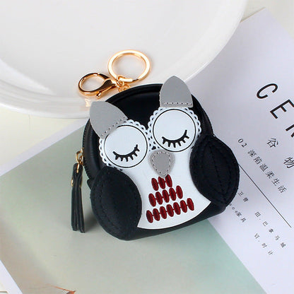 Cute Key Bag Owl Coin Purse Mini School Bag Car Keychain Wallet