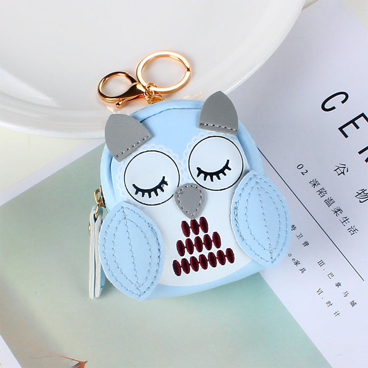 Cute Key Bag Owl Coin Purse Mini School Bag Car Keychain Wallet