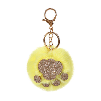 Sequin Cat Claw Shaped Fur Ball Keychain