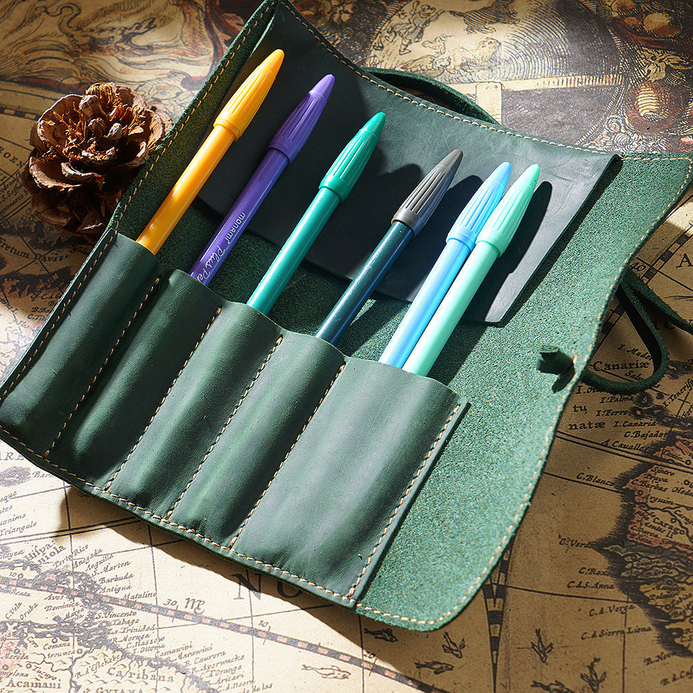 Vintage Cowhide Multifunctional Pencil Case